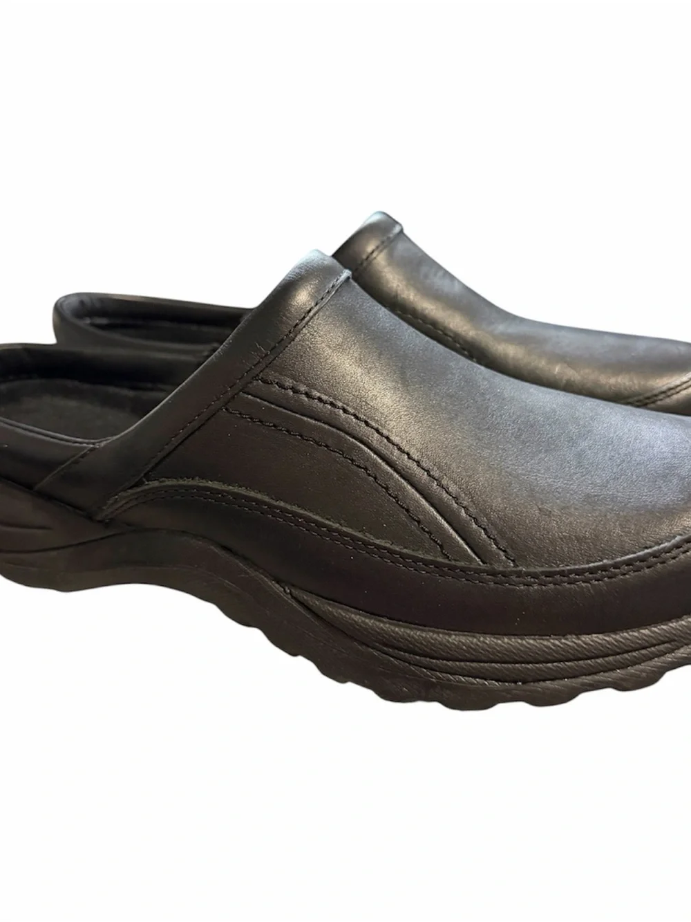 LL Bean Black Leather Clogs Mules Women Size 9.5 NWOB